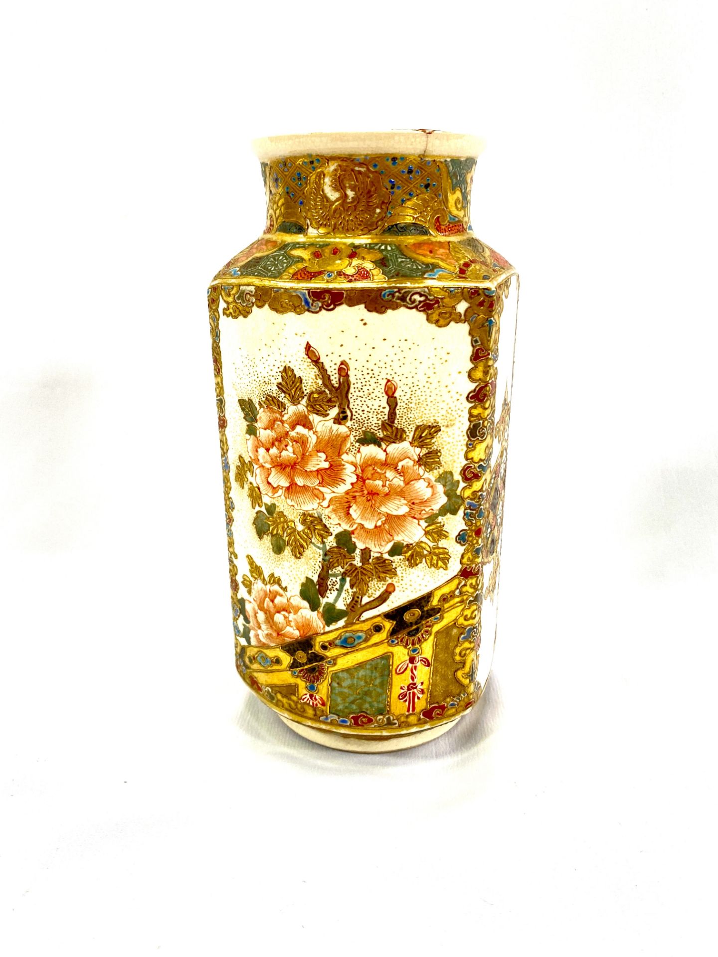 A pair of Satsuma vases together with a Satsuma lidded dish - Image 7 of 12