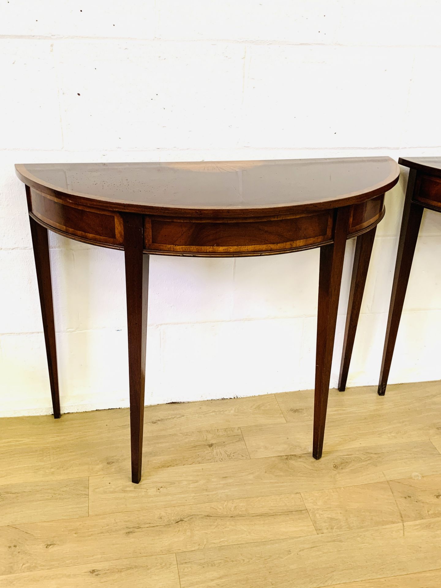 Mahogany demi-lune tables - Image 5 of 6