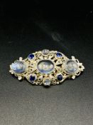 Austro-Hungarian sapphire and moonstone brooch