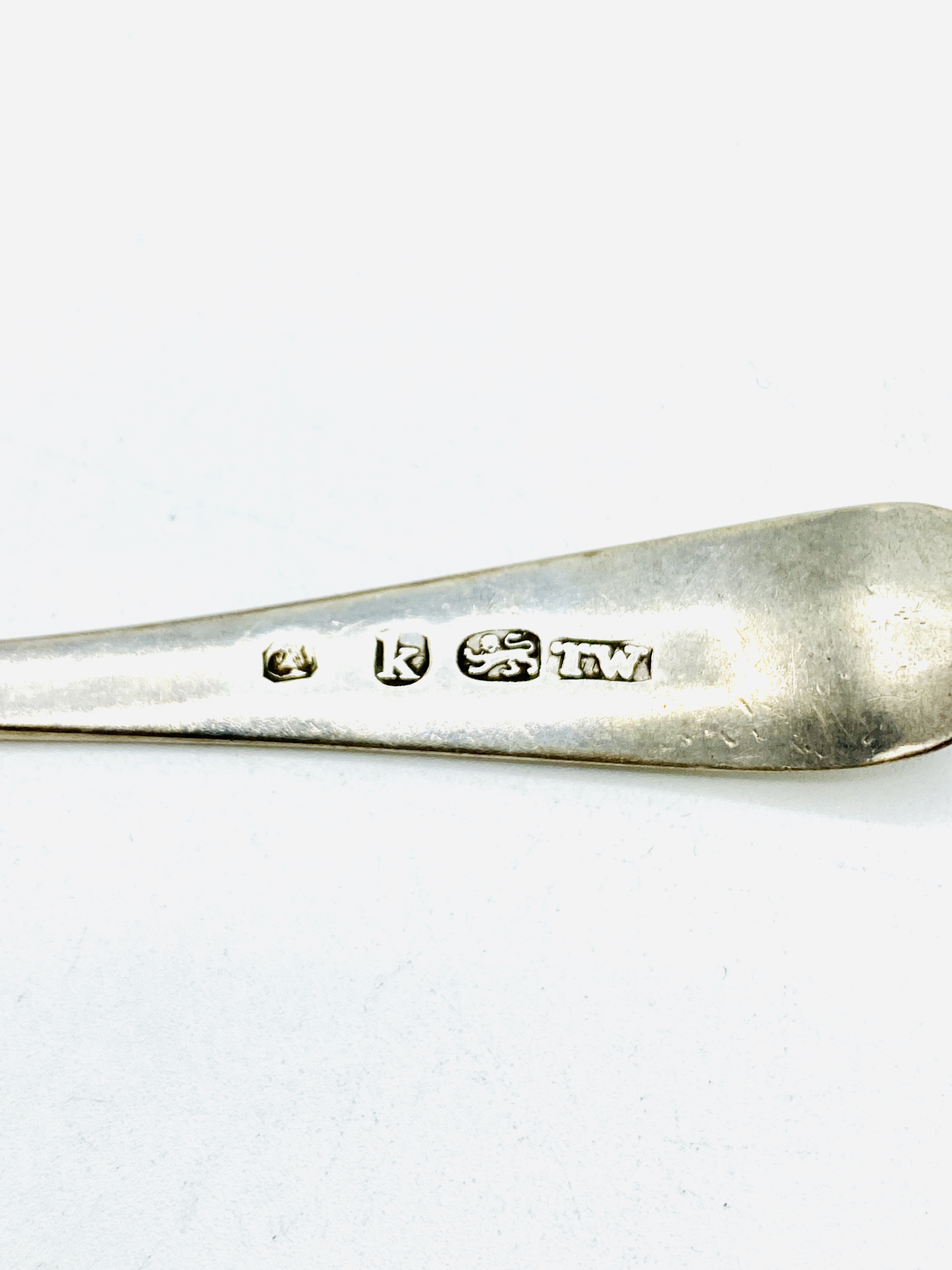 A set of 6 Georgian silver teaspoons, hallmarked London 1785, and another set - Image 7 of 8