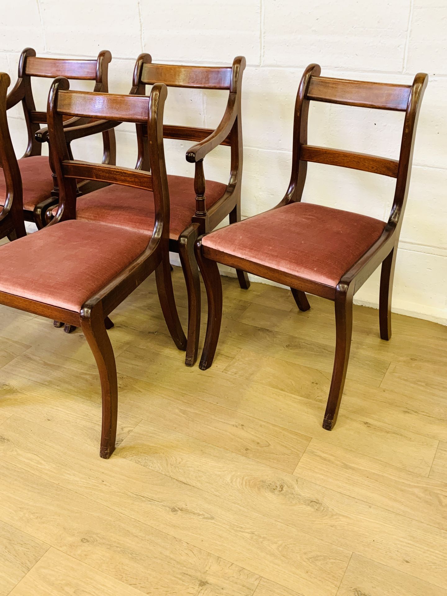 Four mahogany dining chairs with two matching carvers - Image 2 of 7