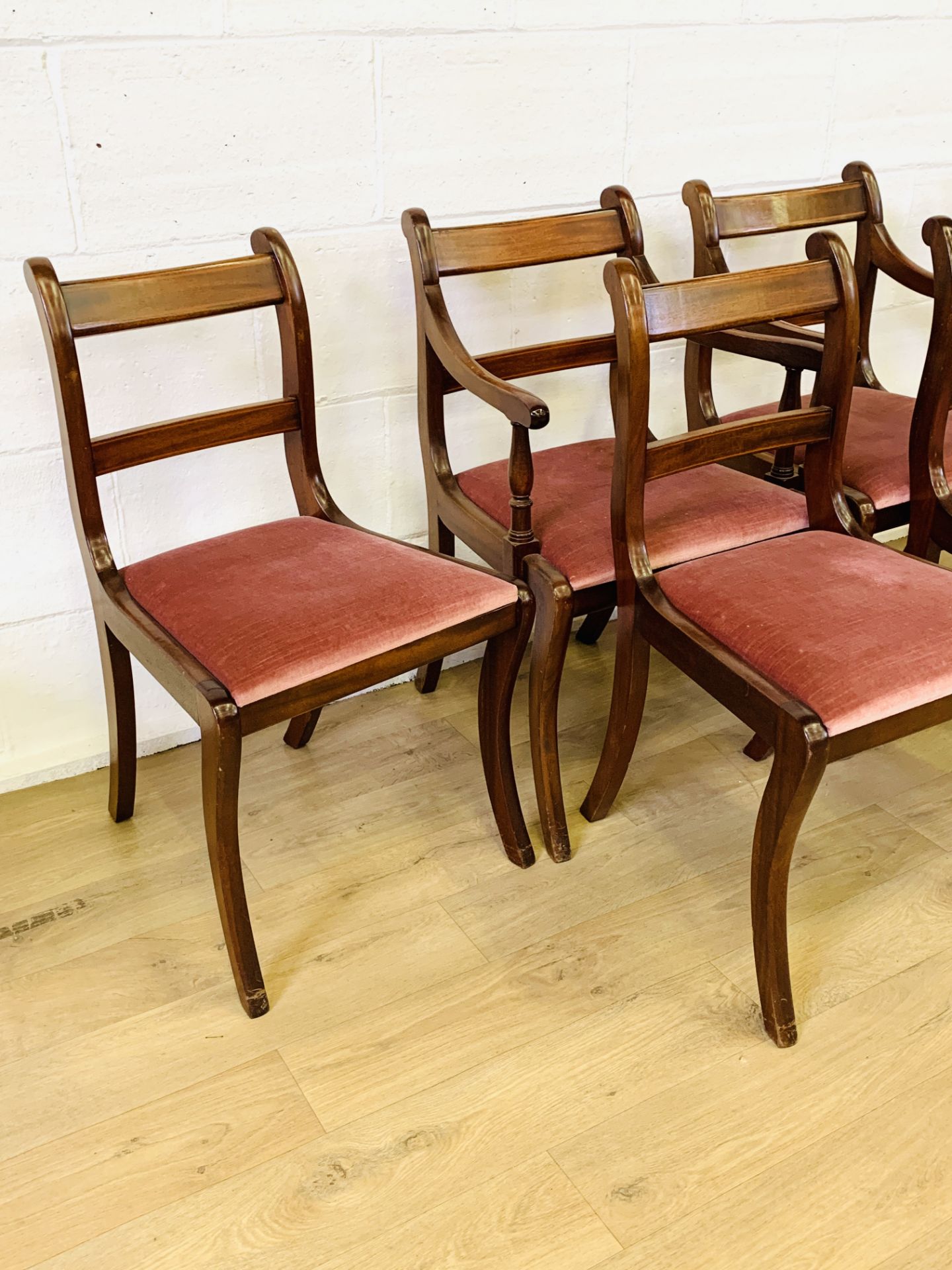 Four mahogany dining chairs with two matching carvers - Image 3 of 7