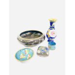 Five items of cloisonne
