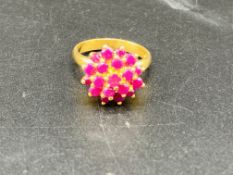 22ct gold and ruby cluster ring