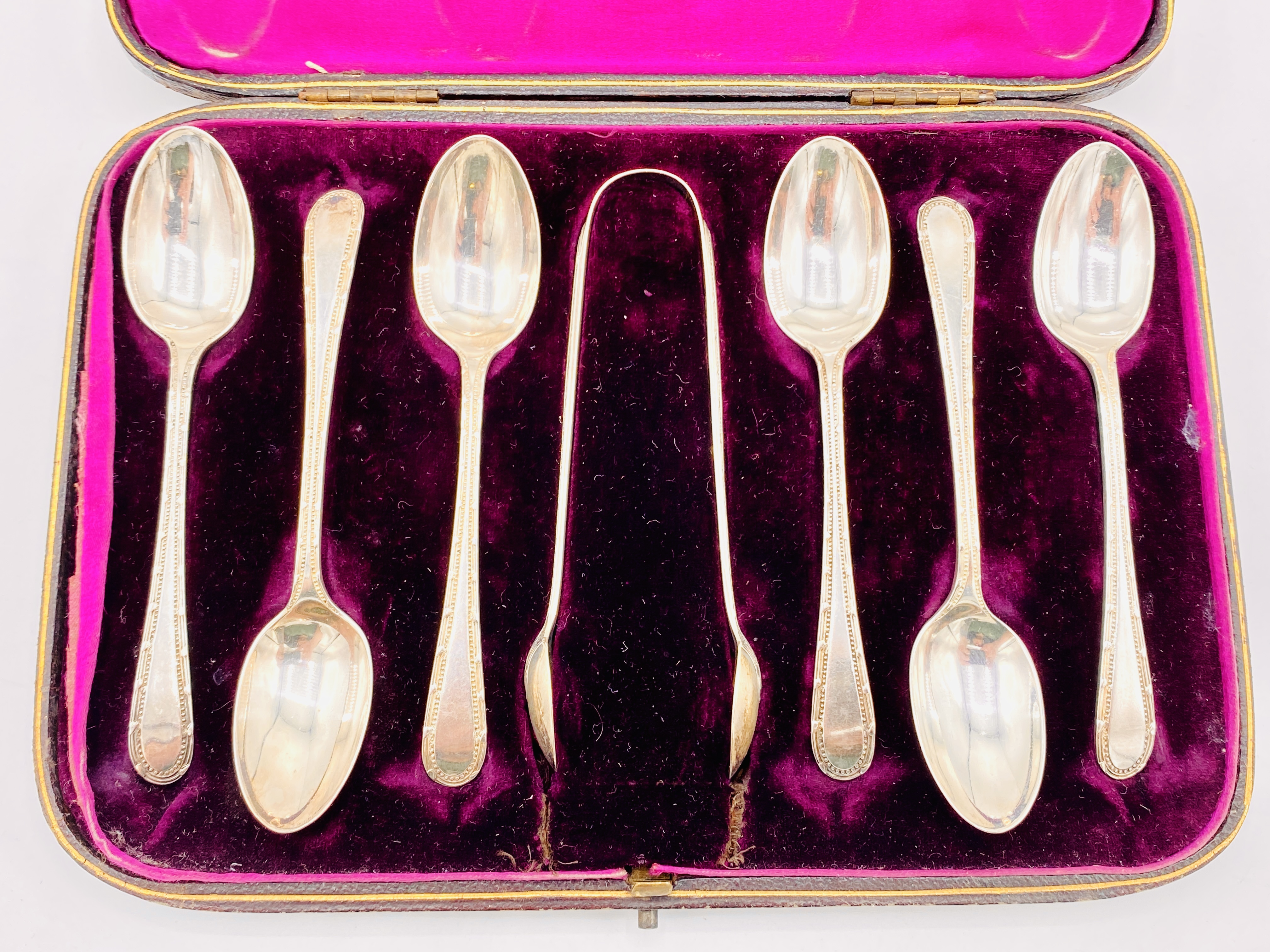 A set of 6 Georgian silver teaspoons, hallmarked London 1785, and another set - Image 2 of 8