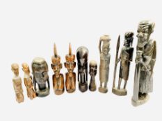 Collection of African carved figures