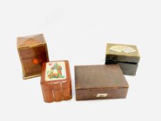 Three playing card boxes, along with a boxed Bezique game