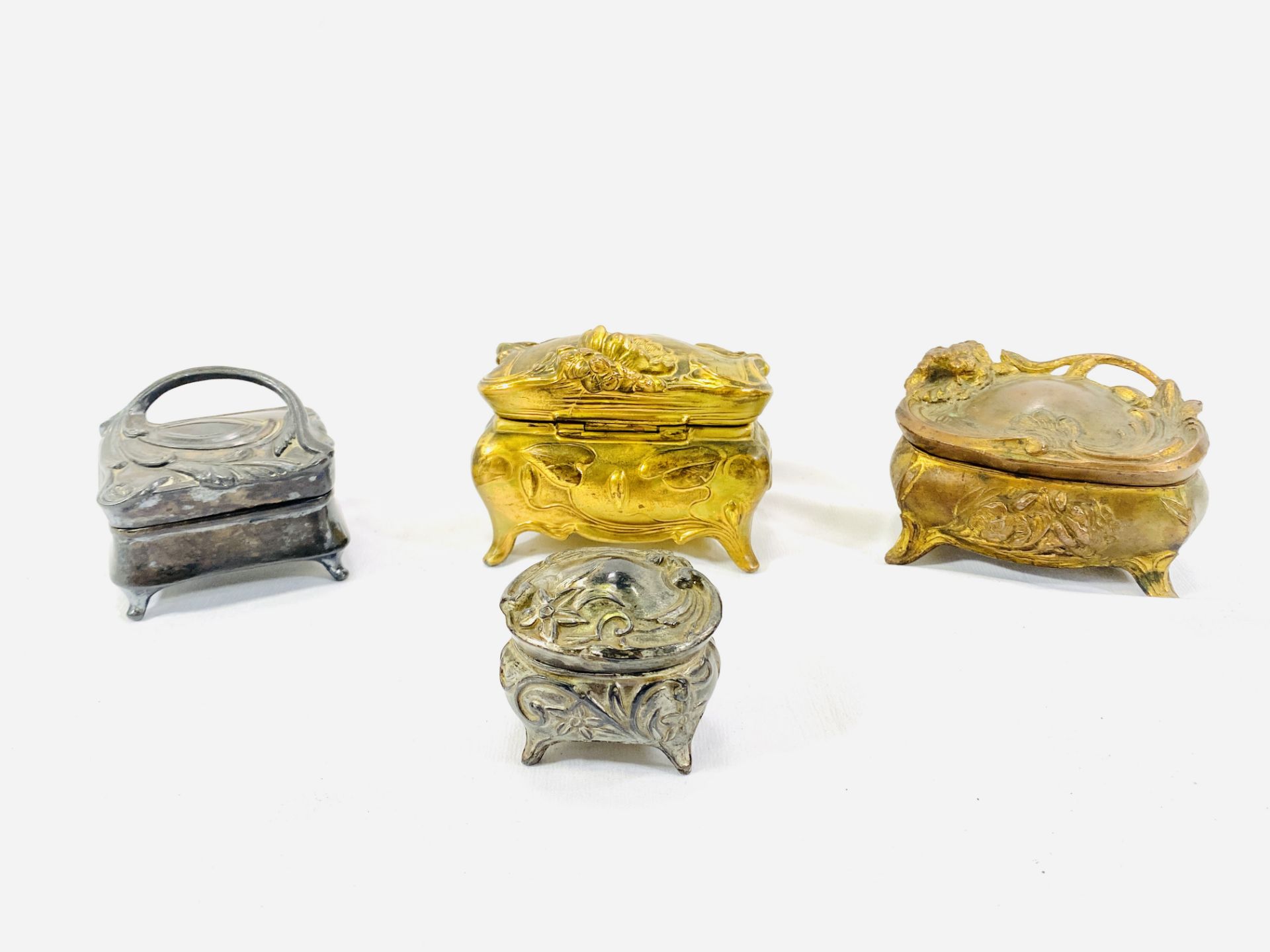 Four art nouveau jewellery caskets