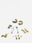 six pairs of 9ct gold earrings