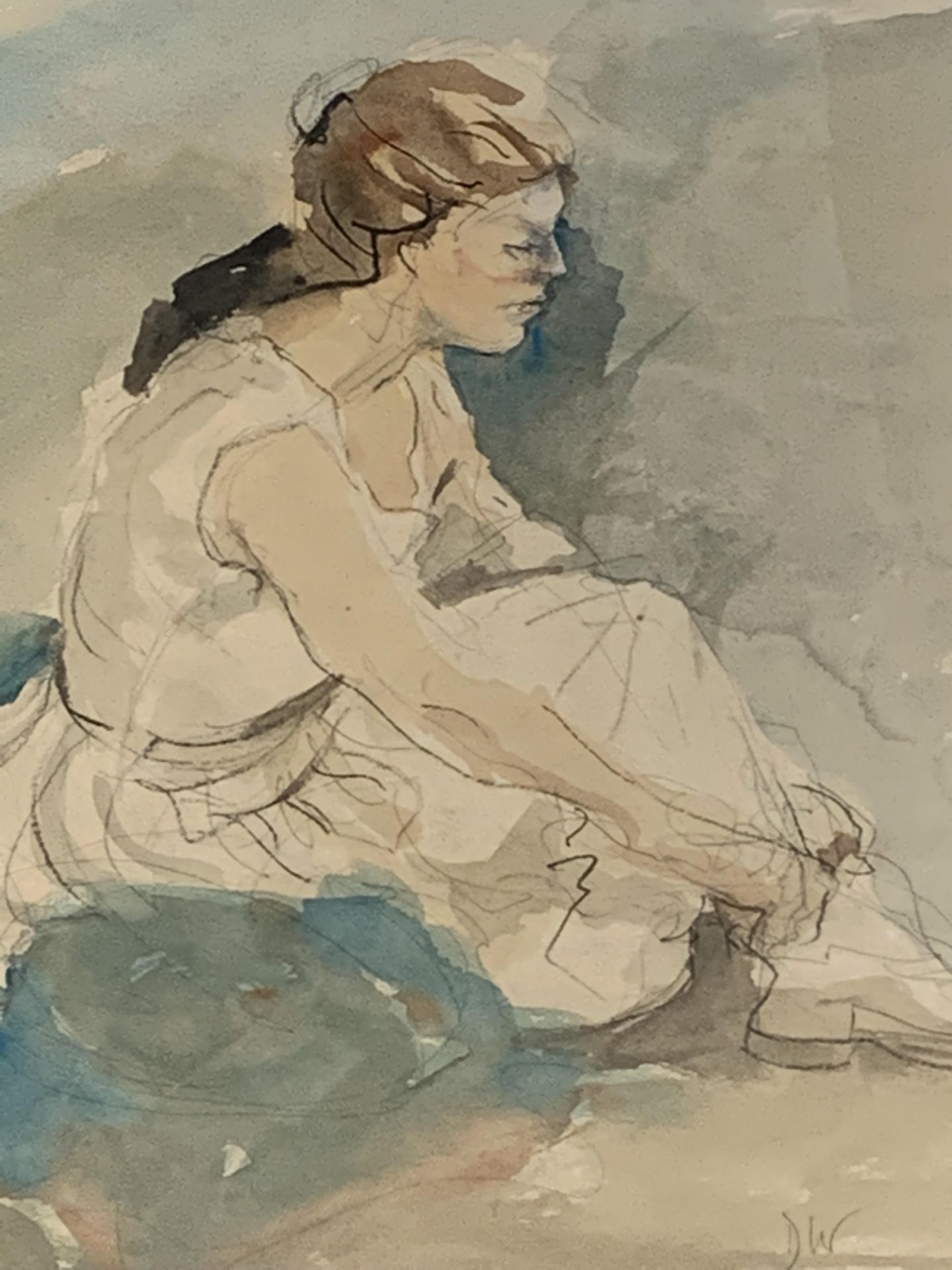 Watercolour of a young lady - Image 3 of 4