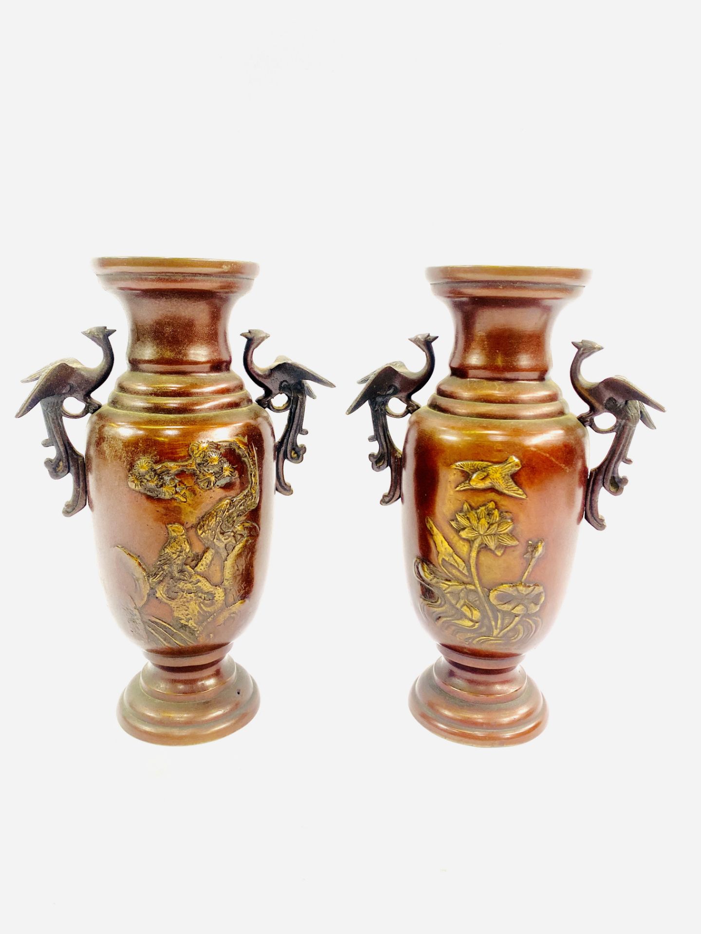 Two meiji period bronze vases