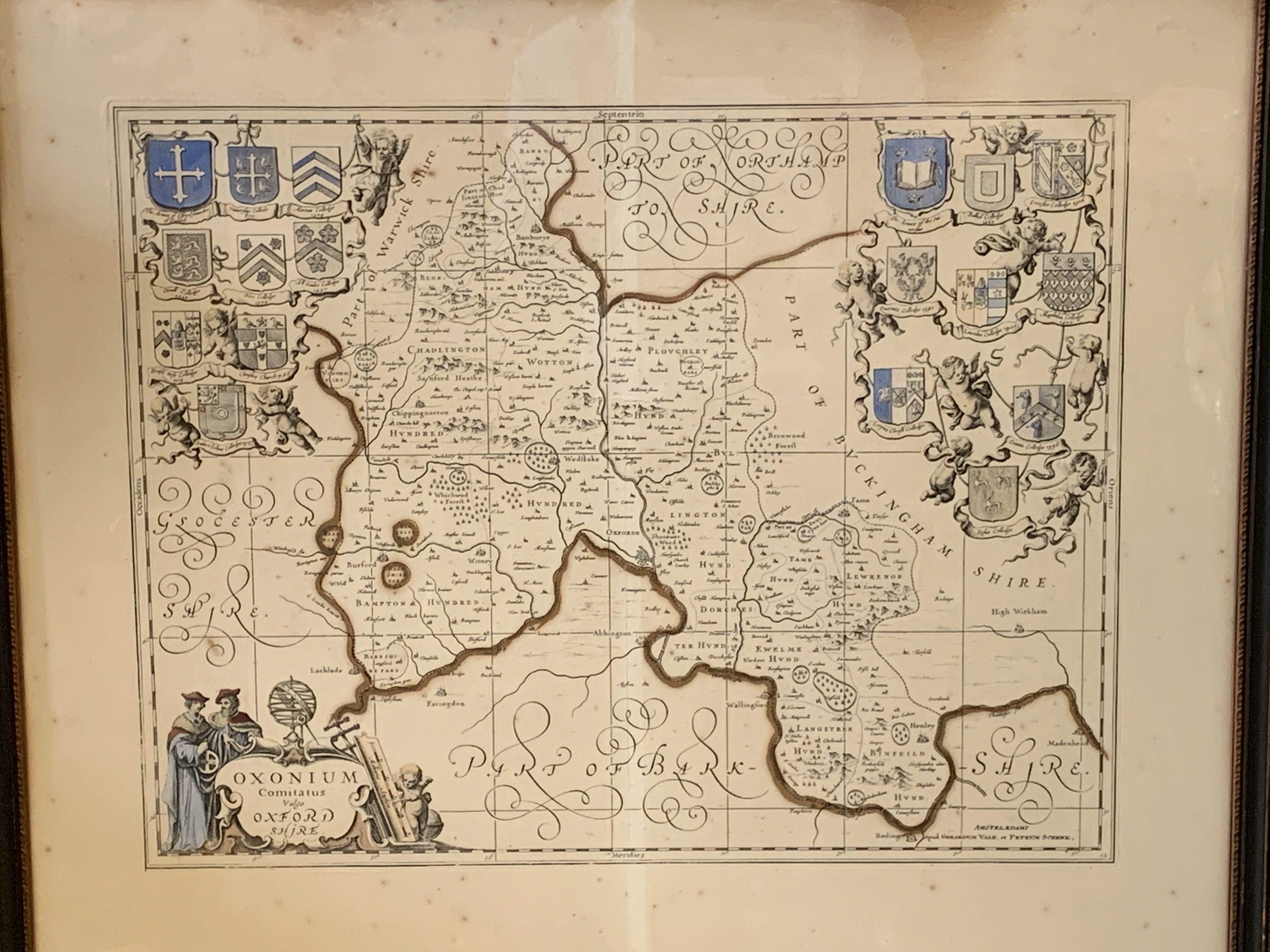 Framed and glazed map of Oxfordshire