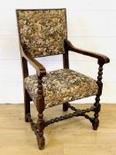 Oak framed open armchair