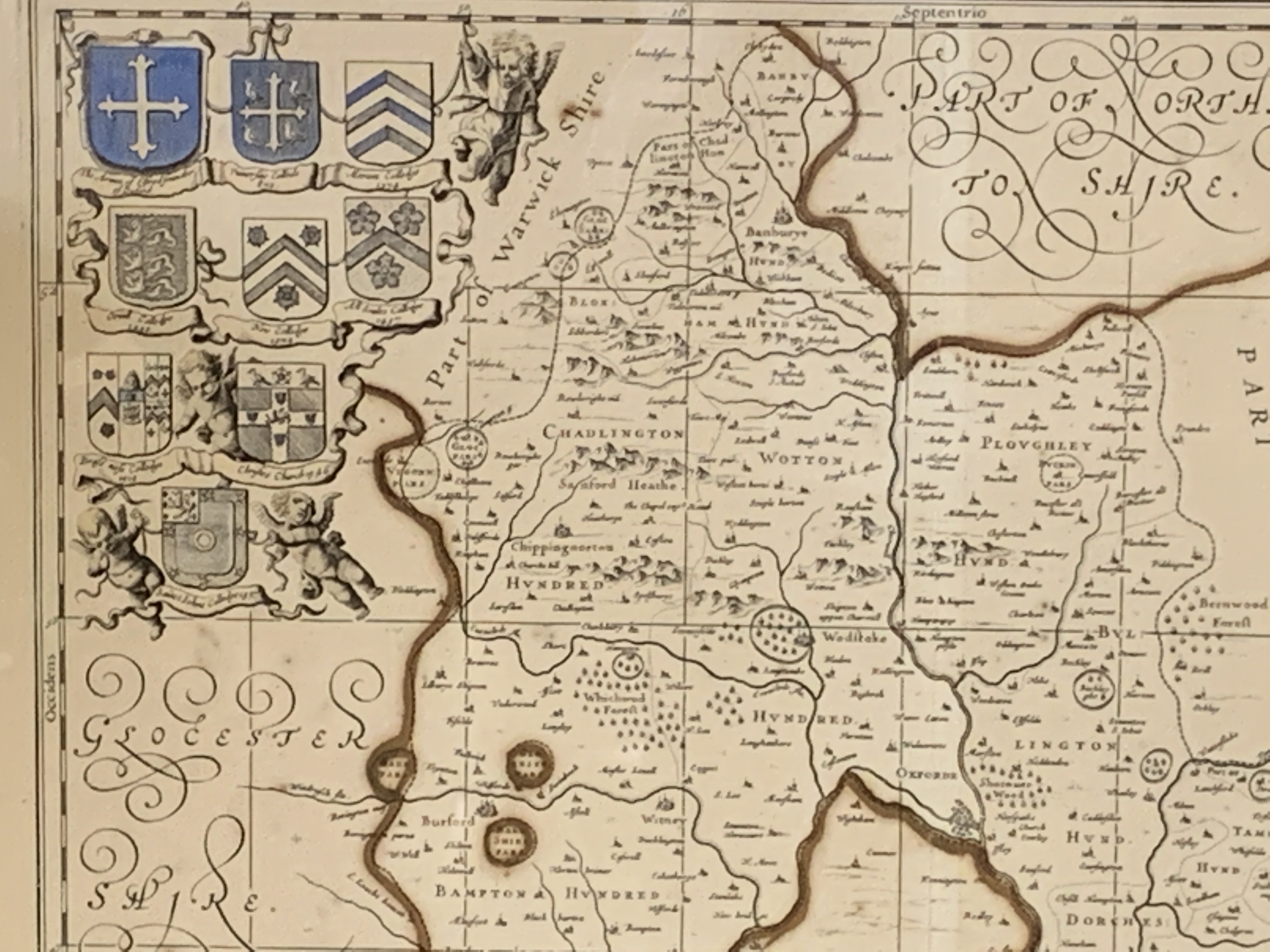 Framed and glazed map of Oxfordshire - Image 3 of 4