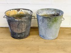 Two galvanised pots