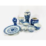 Quantity of blue and white china