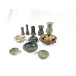 Collection of marble vases and dishes