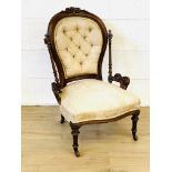 Mahogany upholstered slipper chair