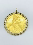 4 ducat coin in 14ct gold pendant frame