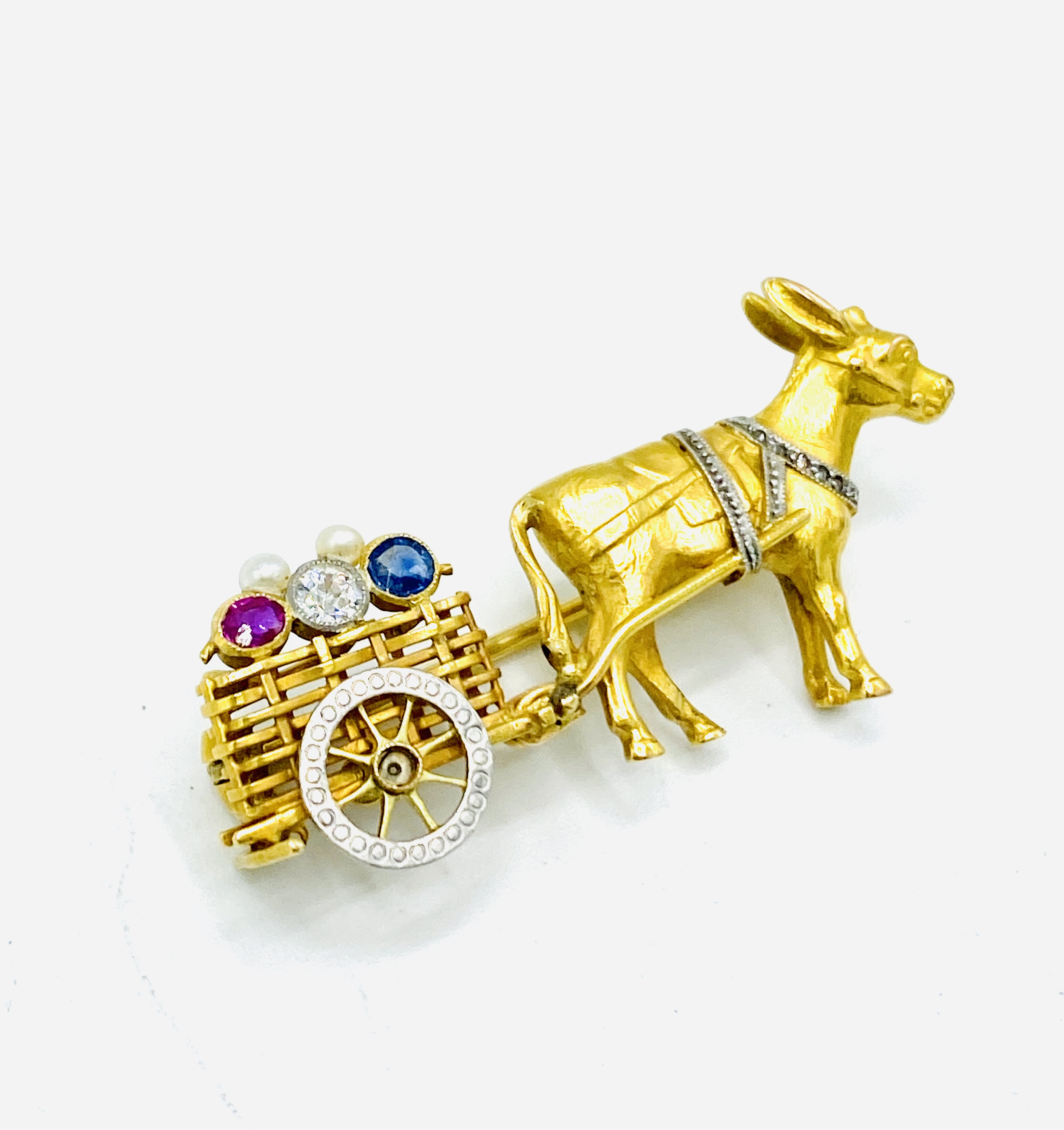 Gem set brooch in the style of a donkey and cart - Image 2 of 4