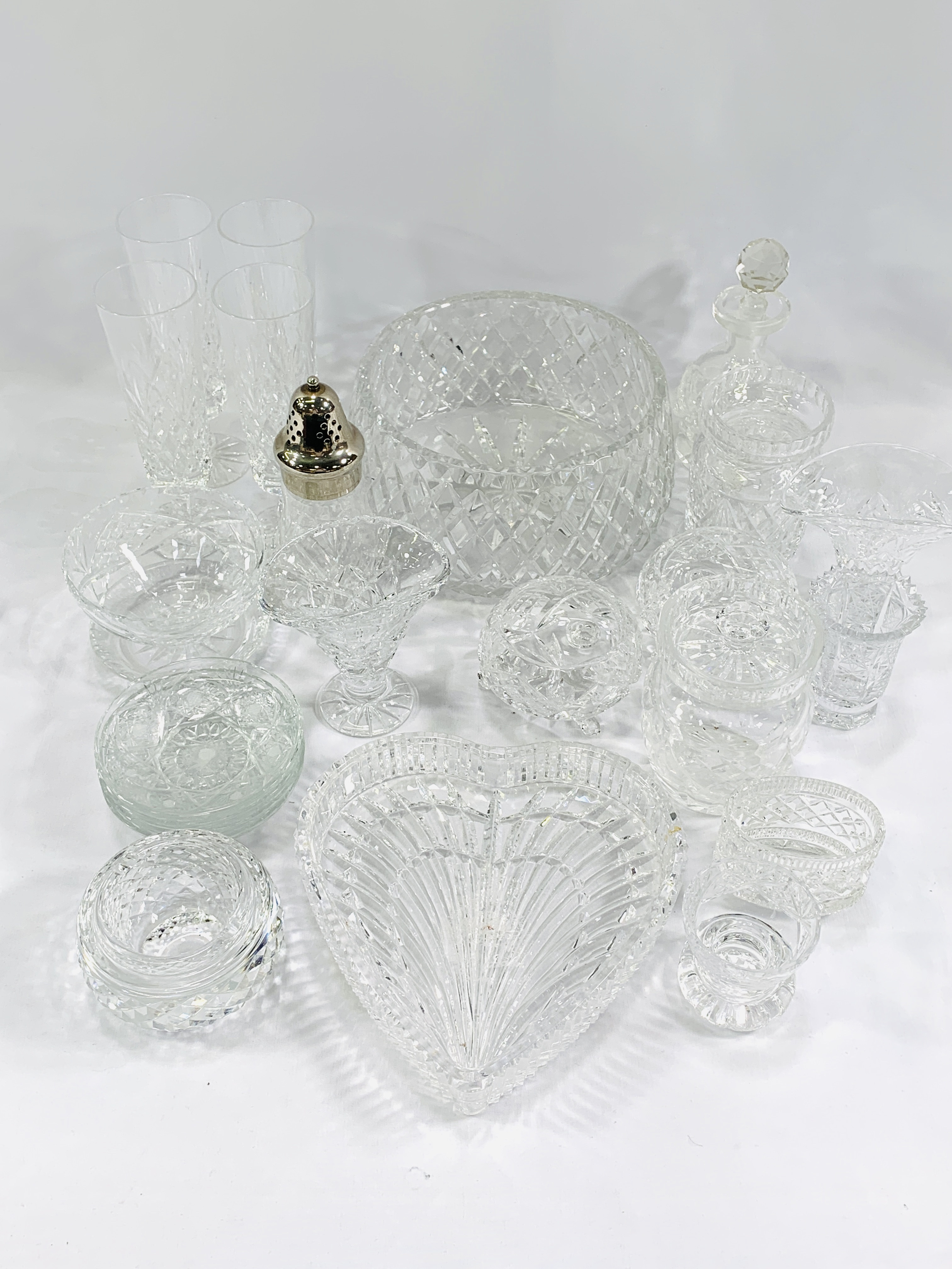 A collection of cut glass