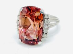 White gold tourmaline and diamond ring