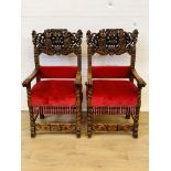 Two mahogany armchairs