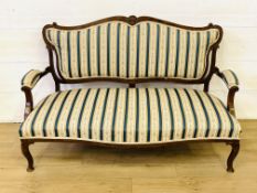 Mahogany show wood open settee