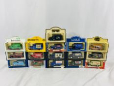 Sixteen boxed model vans
