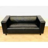 Black leather two seat sofa