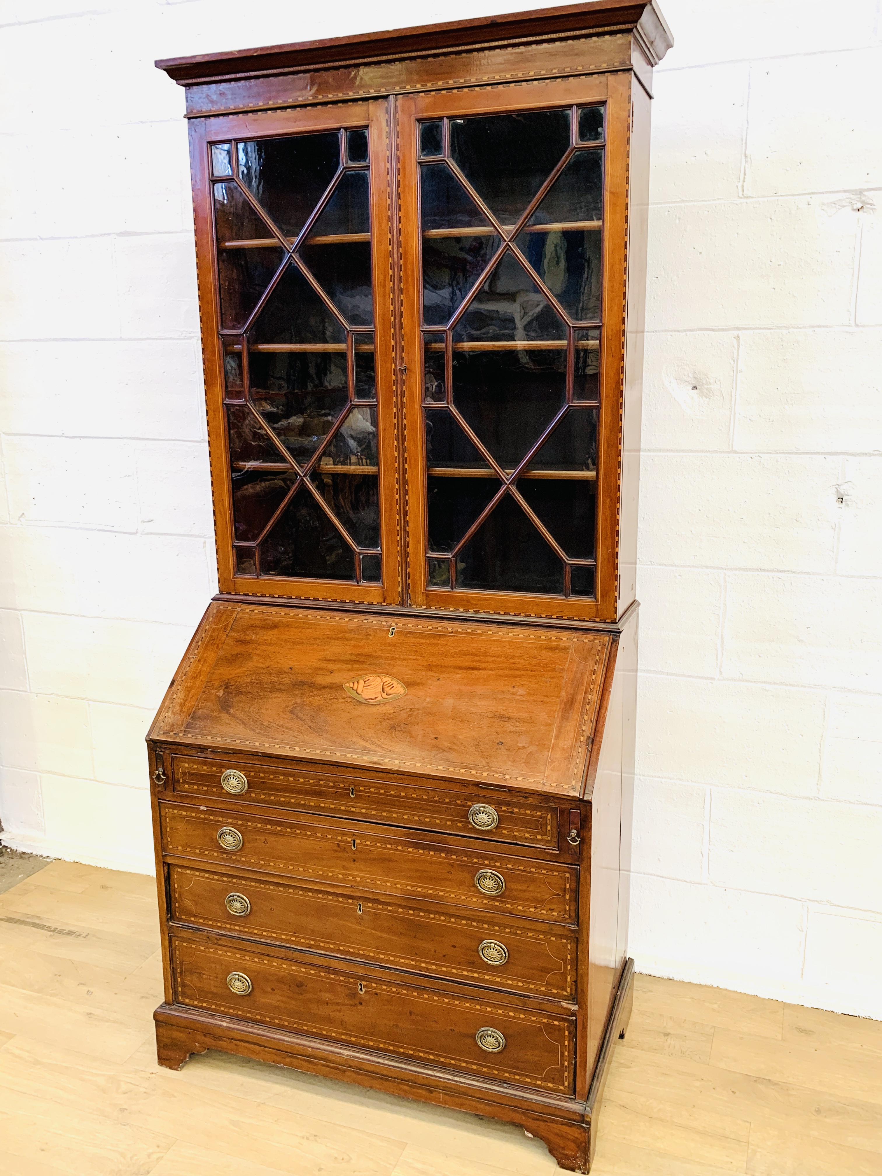 Mahogany bureau bookcase - Image 3 of 6