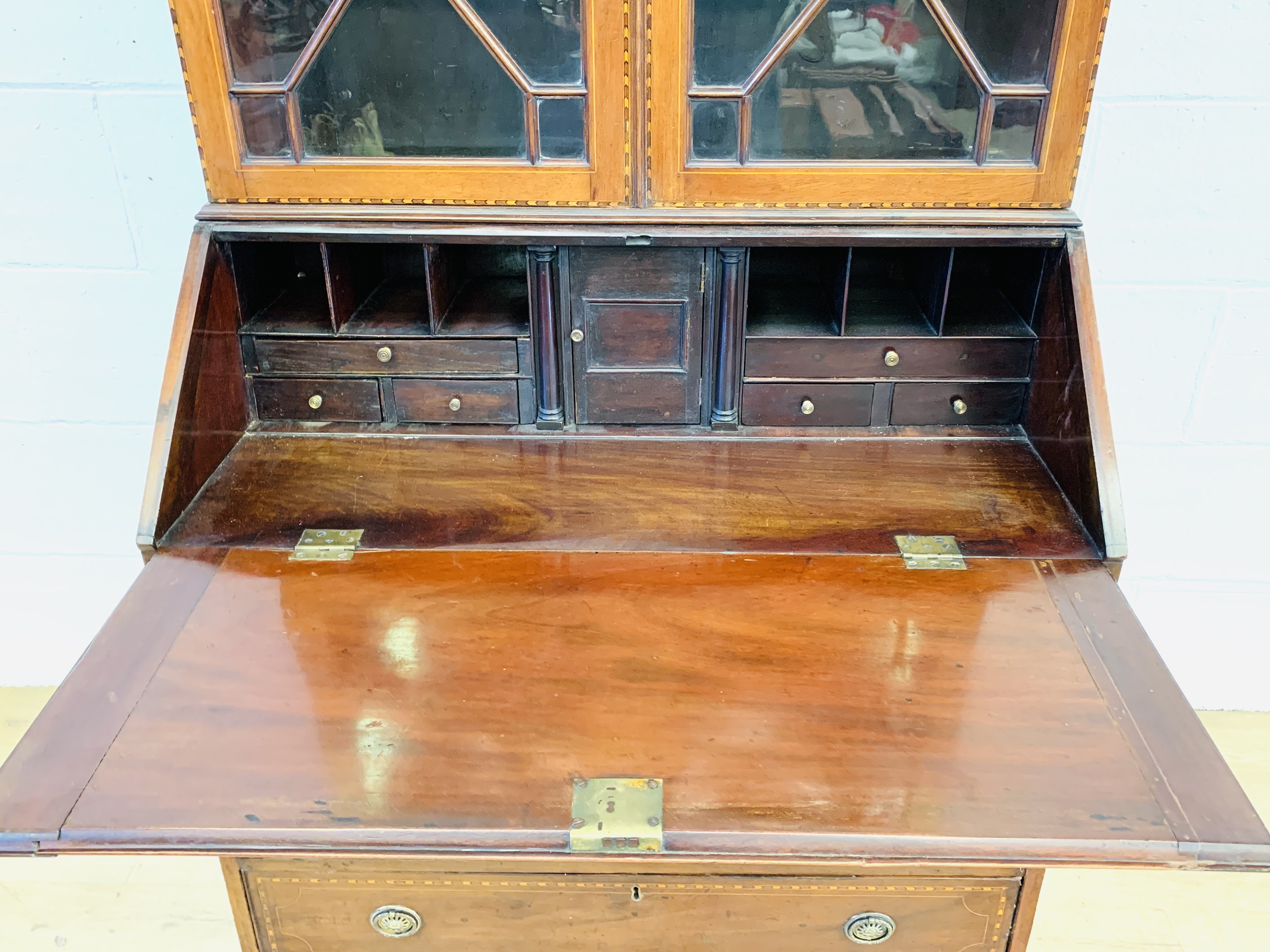 Mahogany bureau bookcase - Image 4 of 6