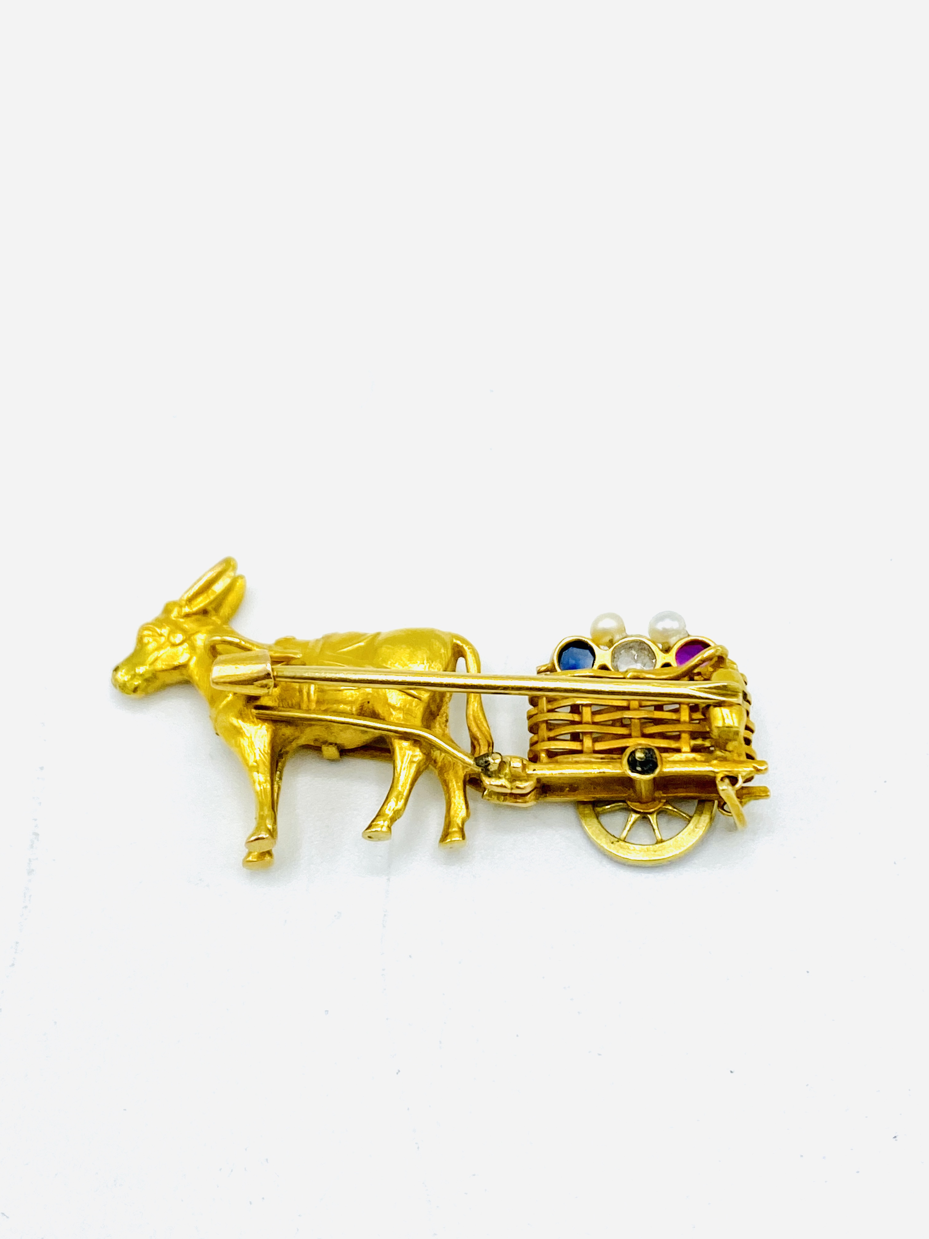 Gem set brooch in the style of a donkey and cart - Image 4 of 4