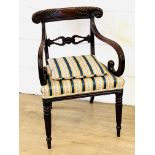 Mahogany open armchair