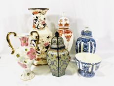 Three ceramic lidded jars and other china