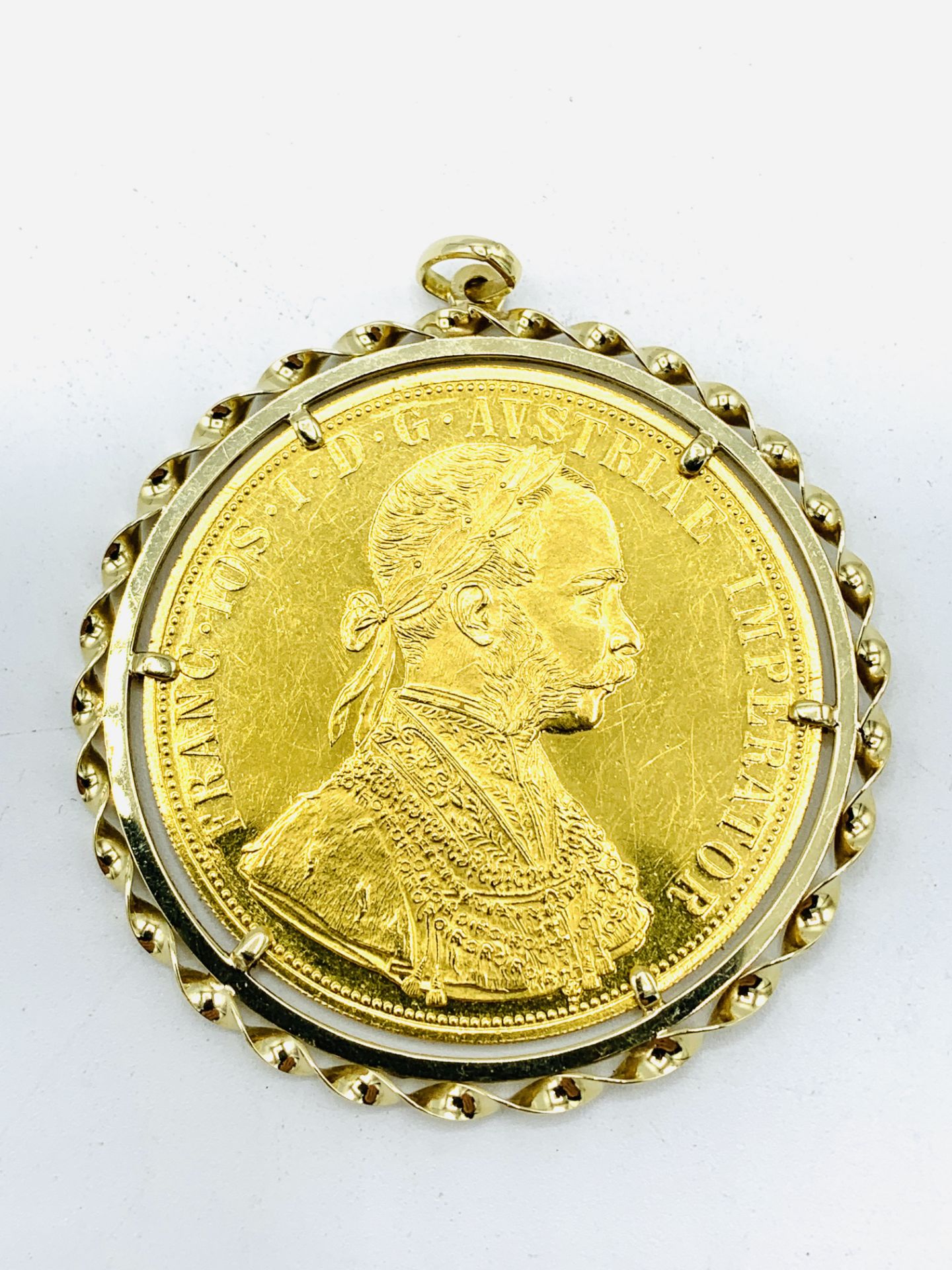 4 ducat coin in 14ct gold pendant frame - Image 3 of 3