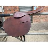 Brown leather 6lbs Racing saddle 16.5", nearly new medium width, 2 girth straps.