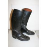 Black leather riding/hunting boots, size 8