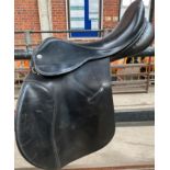 Ideal Black Leather Saddle 17.0" Seat 4.0" Gullet width