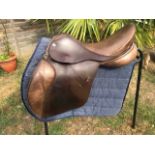 17 1/2" brown Cliff Barnsby Saddle, medium fit.
