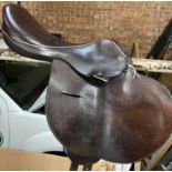 Full tree racehorse exercise saddle by Euro Saddle. 17 1/2".