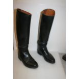 Black leather riding boots, size 4