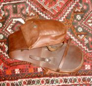 Pair of brown leather saddle bags