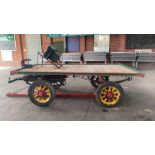 FLAT BED TROLLEY to suit a pair, on 5 stud 10 spoke artillery wheels