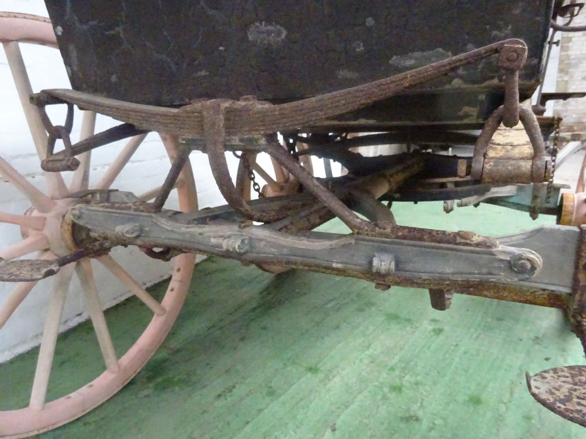 A RARE MAIL PHAETON on perch, telegraph springs, mail axles and iron shod wheels; to suit a pair - Image 7 of 11