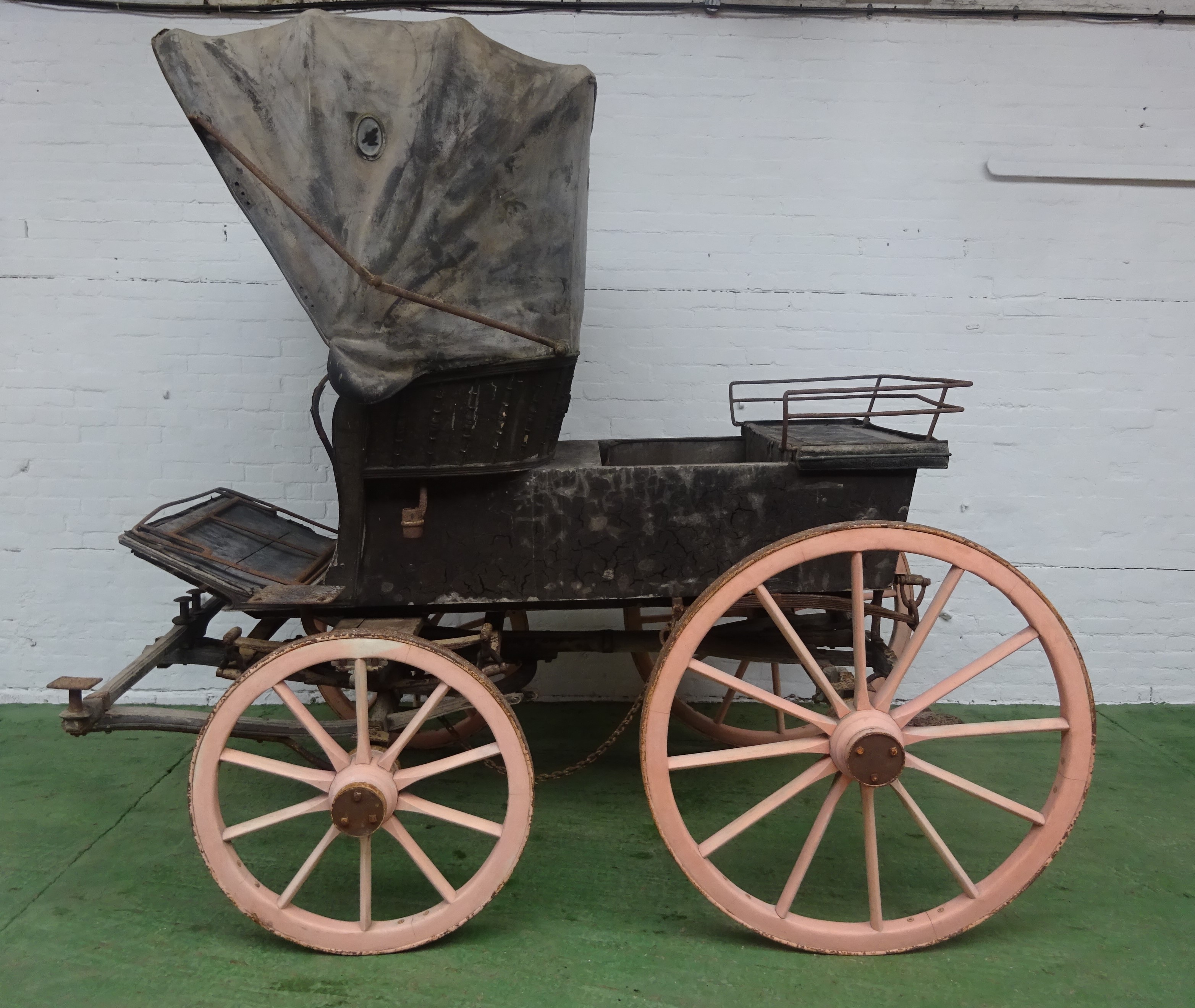 A RARE MAIL PHAETON on perch, telegraph springs, mail axles and iron shod wheels; to suit a pair