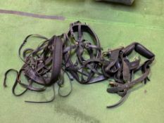 Set of pair harness, black synthetic, breast harness, nickel fittings to suit 15hh.