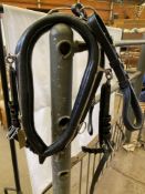 Set of PAIR harness, black and white metal with 23" collars. This lot carries VAT.