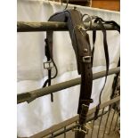 Set of full size brown PAIR harness, with breast collar and breeching. This lot carries VAT.