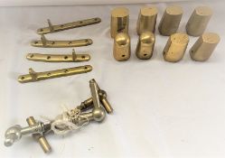 Four pairs brass shaft ends, 2 pairs of shaft brackets, and 2 pairs of brass carriage door handles